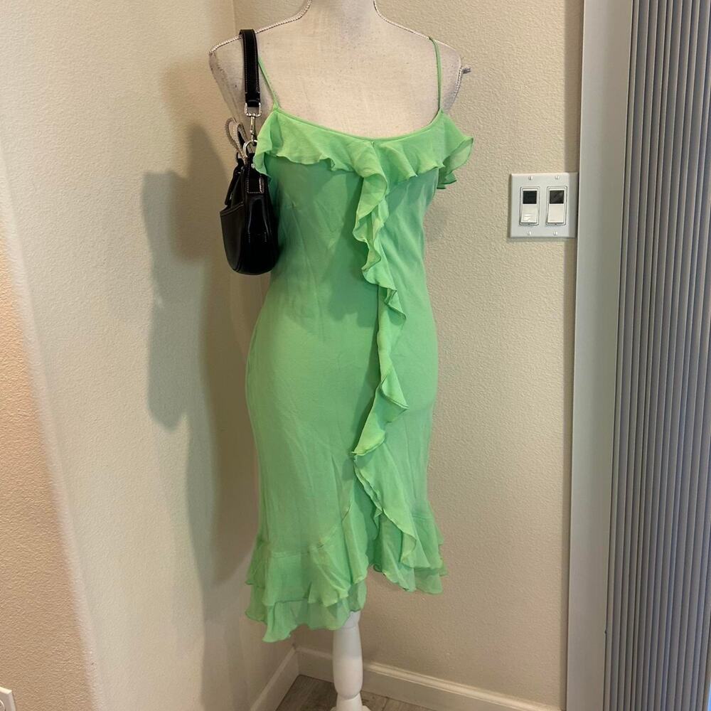 Express green silk ruffle midi dress. Size 12